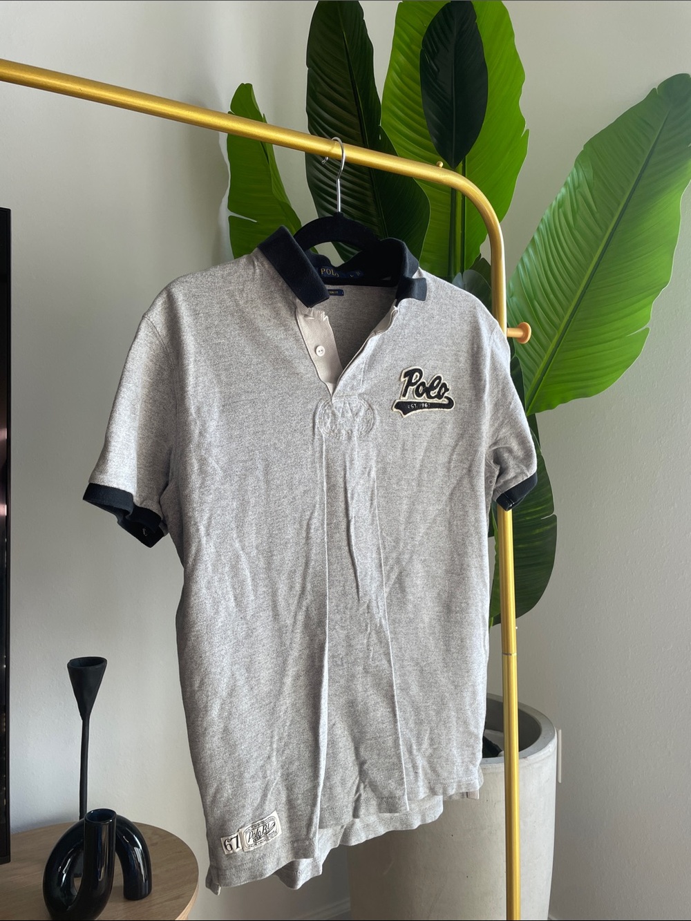 Polo by Ralph Lauren Grey Polo with Black Trim